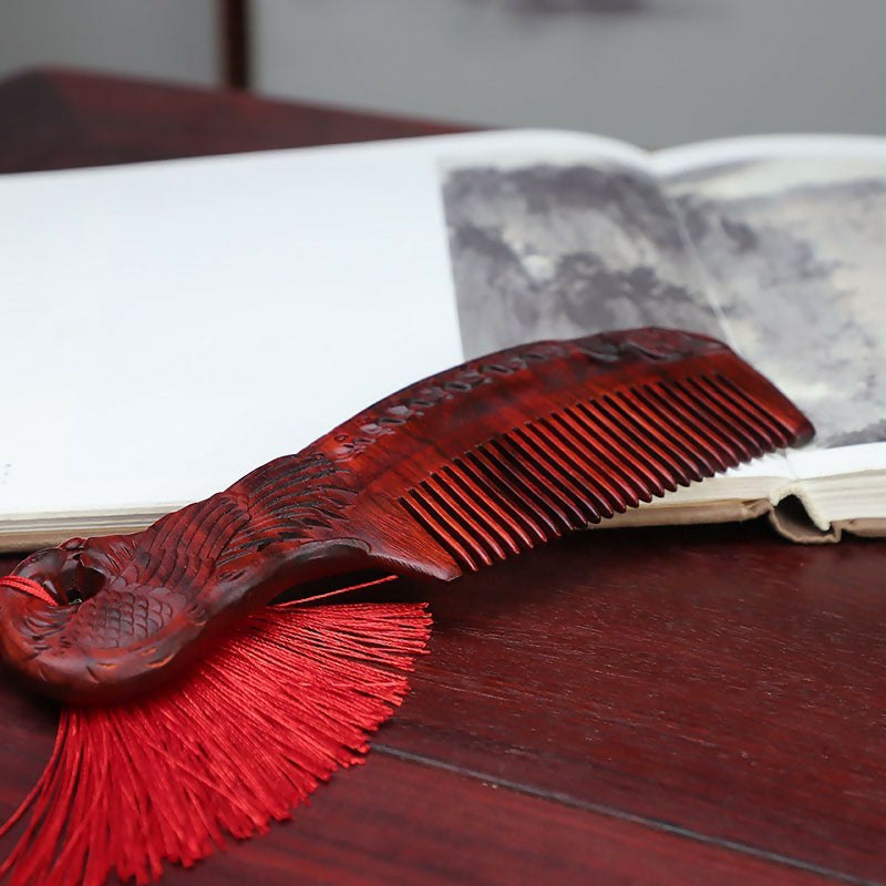 Rhino horn and rosewood carved wooden comb, vintage-style massage and hair comb, wedding gift- on Lucasgift