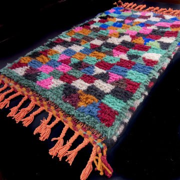 Handwoven Wool Small Moroccan Rug - Berber Rug 2x3 ft - Striped Multicolor Boho Accent Rug- on Lucasgift