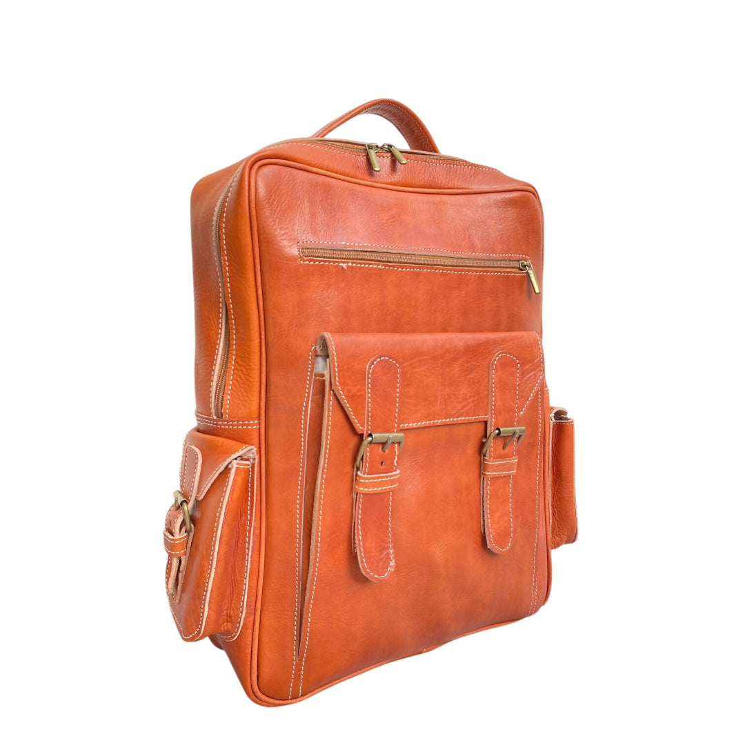 Traditional Berber Style Real Leather Rucksack - Handmade Morocco Travel Bag- on Lucasgift