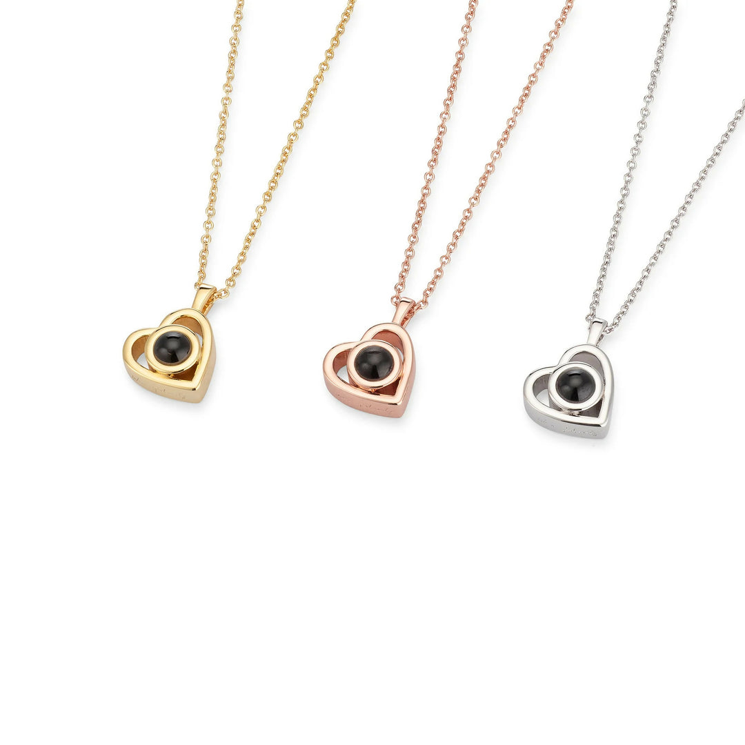 Personalized Stainless Steel Heart Shape Photo Projection Necklace Custom Picture Necklace Fashion Trend Couple Jewelry- on Lucasgift