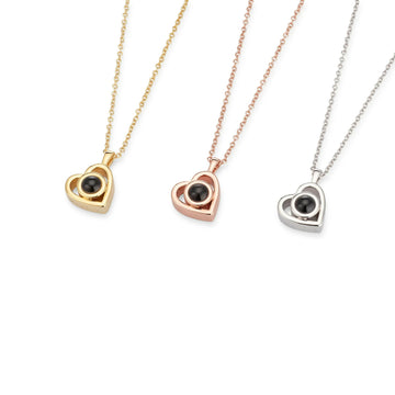 Personalized Stainless Steel Heart Shape Photo Projection Necklace Custom Picture Necklace Fashion Trend Couple Jewelry- on Lucasgift