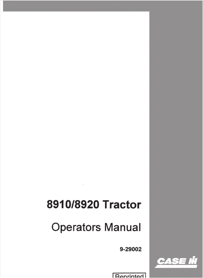 CASE IH 8910 8920 TRACTOR OPERATOR MANUAL- on Lucasgift