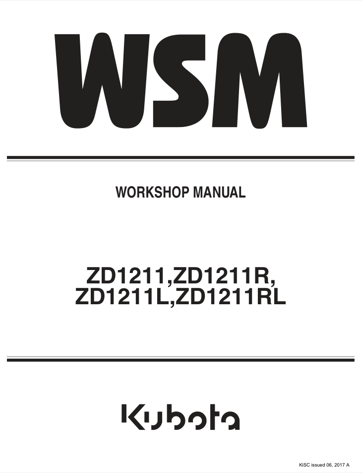 KUBOTA ZD1211 ZD1211R ZD1211L ZD1211RL SERVICE REPAIR WORKSHOP MANUAL- on Lucasgift