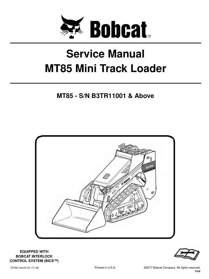 BOBCAT MT85 LOADER SERVICE SCHEMATICS REPAIR MANUAL- on Lucasgift