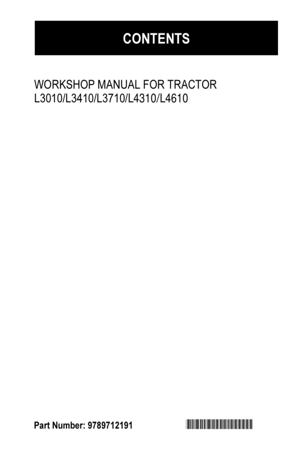 Kubota WSM L3010 L3410 L3710 L4310 L4610 L4010DT Service Manuals