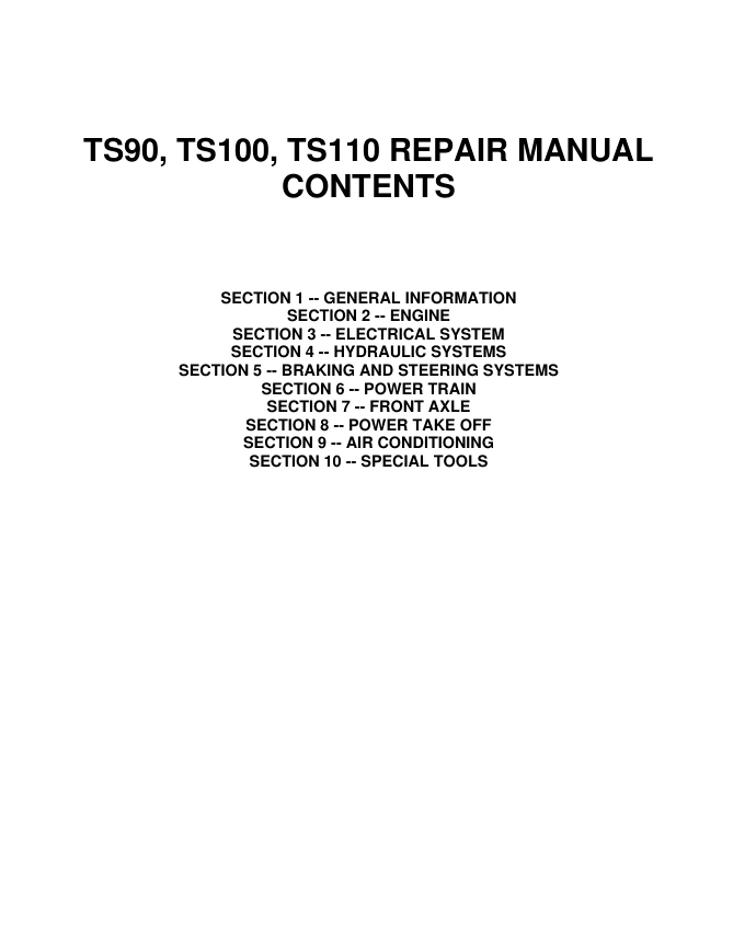 NEW HOLLAND TS90 TS100 TS110 TRACTOR SERVICE SHOP REPAIR MANUAL- on Lucasgift