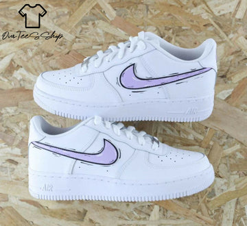 Custom Purple Cartoon AF1 Sneakers, Hand Painted Personalized Shoes