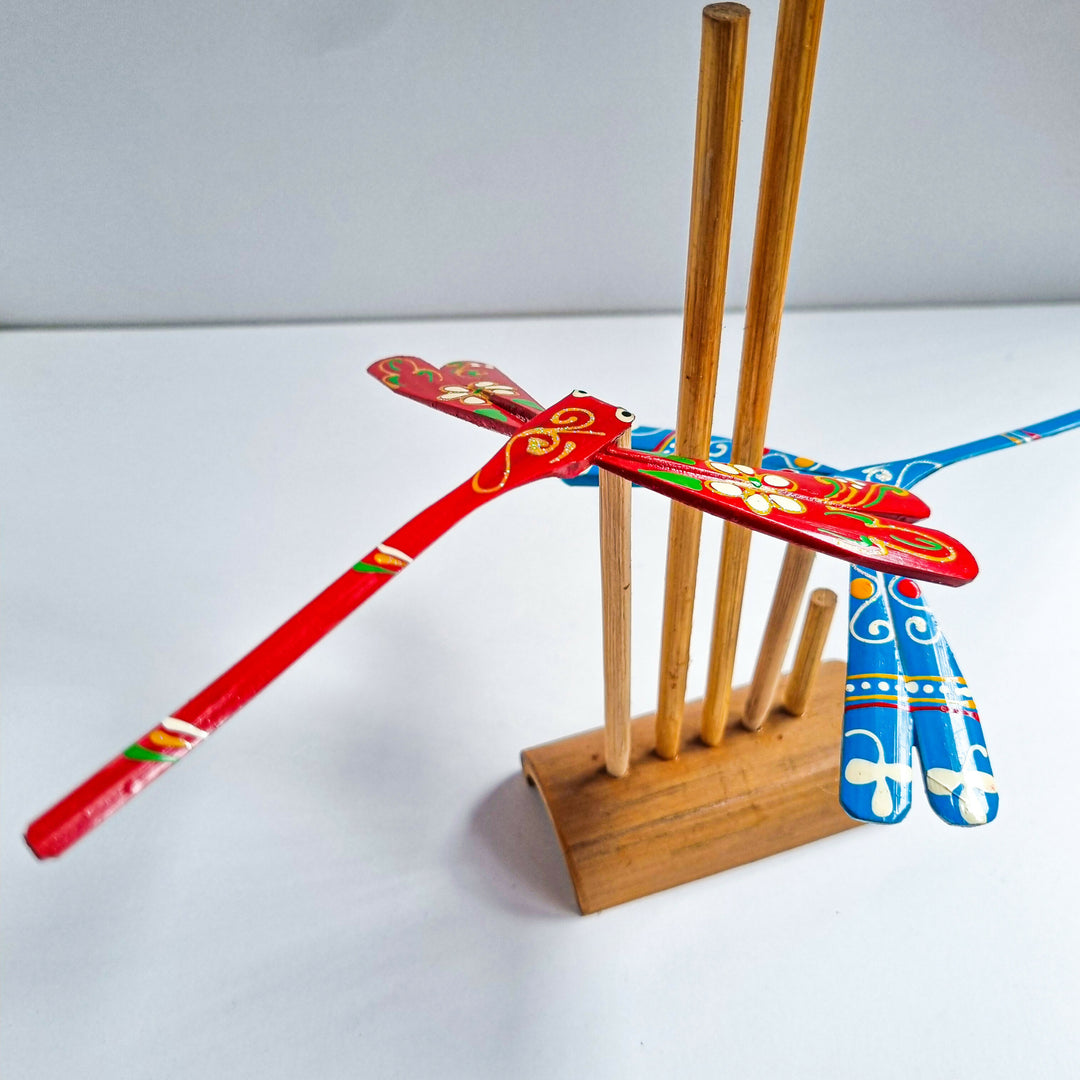 Set of 10 Hand Painted Bamboo Dragonfly: Balancing Decoration, 4.5"- on Lucasgift