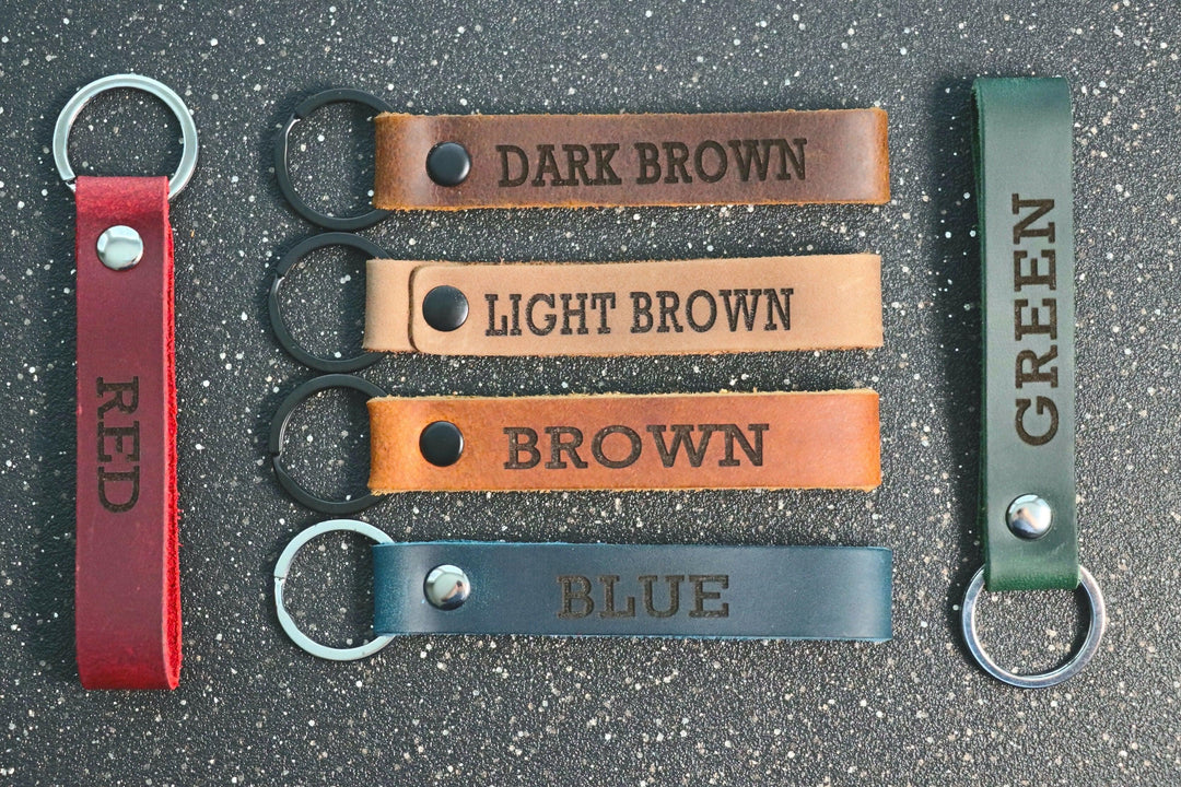 SLIM Personalized Leather Keychain. Custom Leather Keychain. Monogrammed Leather Key fob Leather Key Fob, Keychain, Monogrammed Keychain, Personalized Key Fob, Custom Key- on Lucasgift