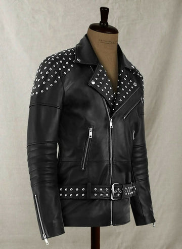 Men's Studded Leather Biker Jacket – Premium Genuine Motorcycle Leather Jacket