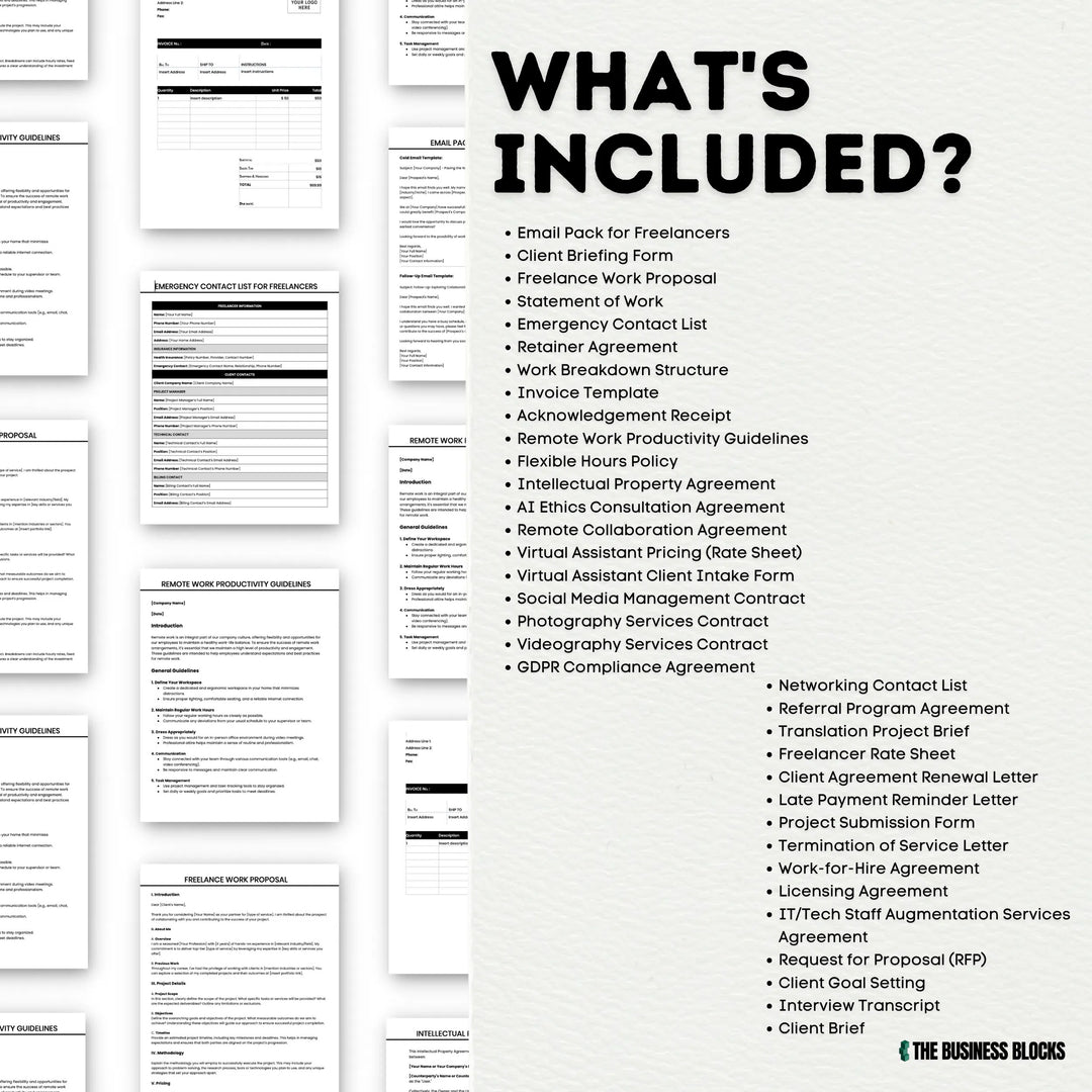 Freelancer Pack Document Templates Freelancer Toolkit Virtual Assistant Templates Remote Work Agreements Creative Freelancer Forms Bundle- on Lucasgift