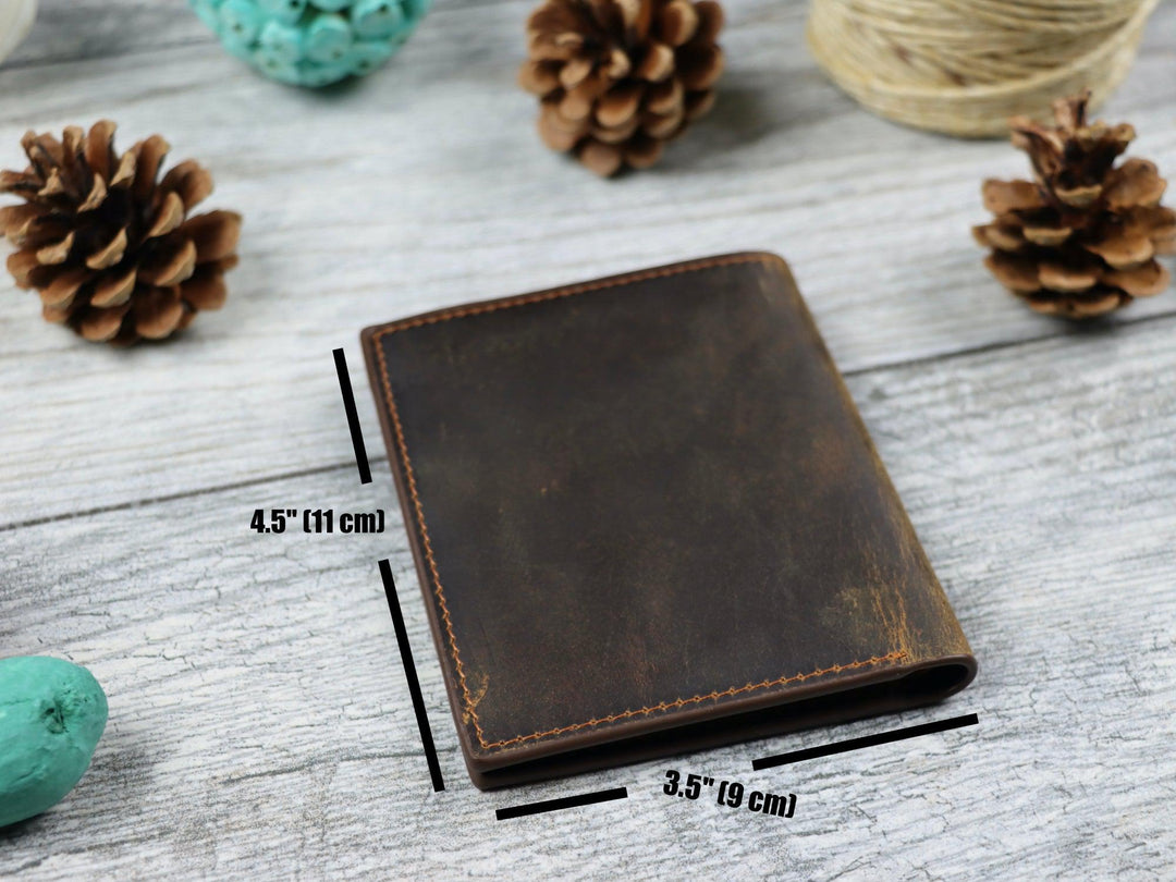Trifold Wallet for Men, Leather, Dark Brown