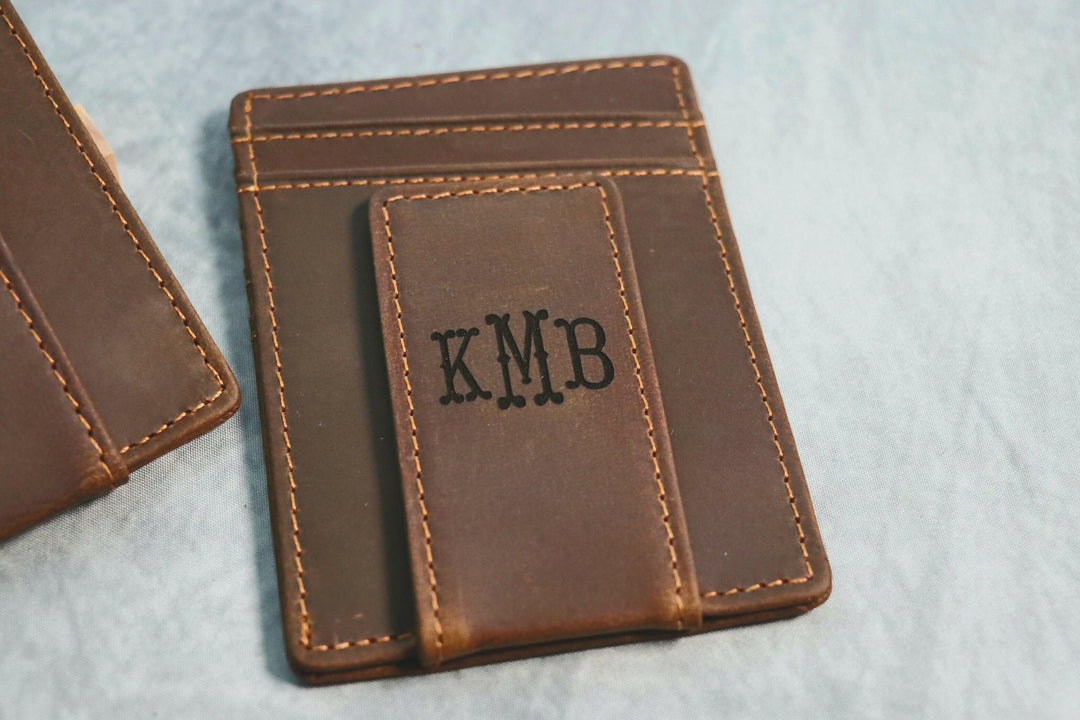 Personalized Leather Magnetic Money Clip- on Lucasgift