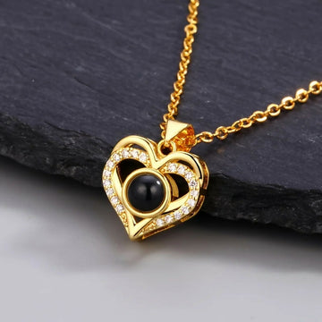 Personalised projection necklace, Gift for mom, photo projection necklace-Gold- on Lucasgift