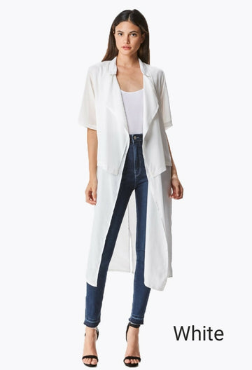 Boutique Double Layered Chiffon Coat-White-Small on Lucasgift