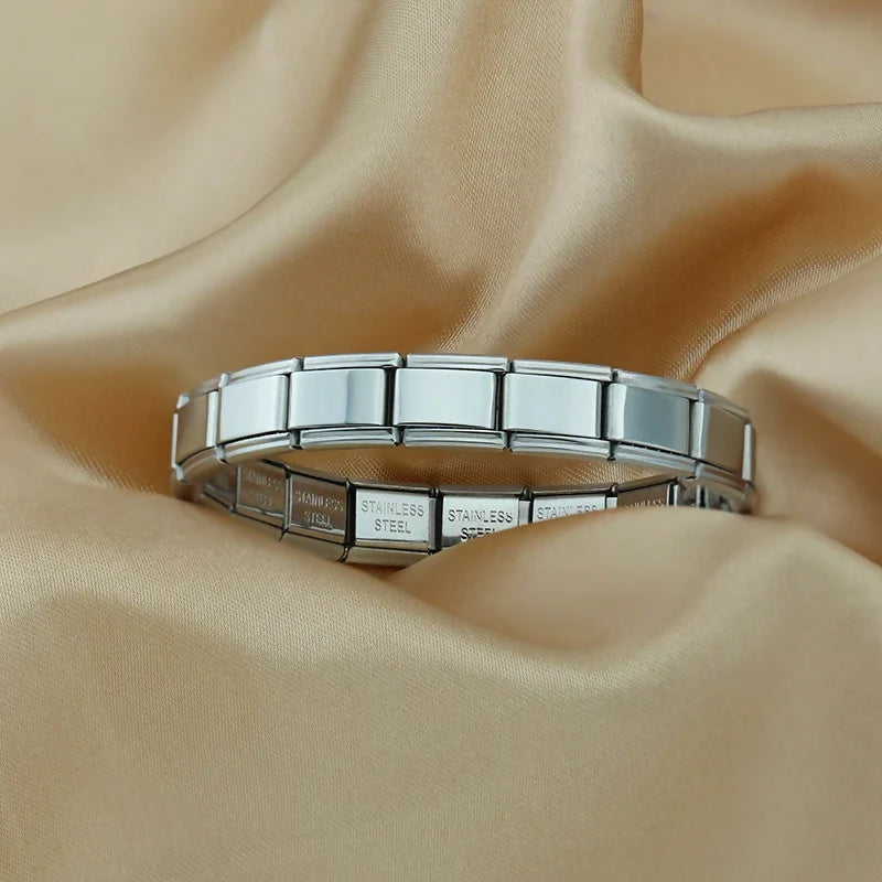 Women's Jewelry DIY 9mm Width Itanlian Elastic Charm Bracelet Fashion Stainless Steel Fashion Bangle- on Lucasgift