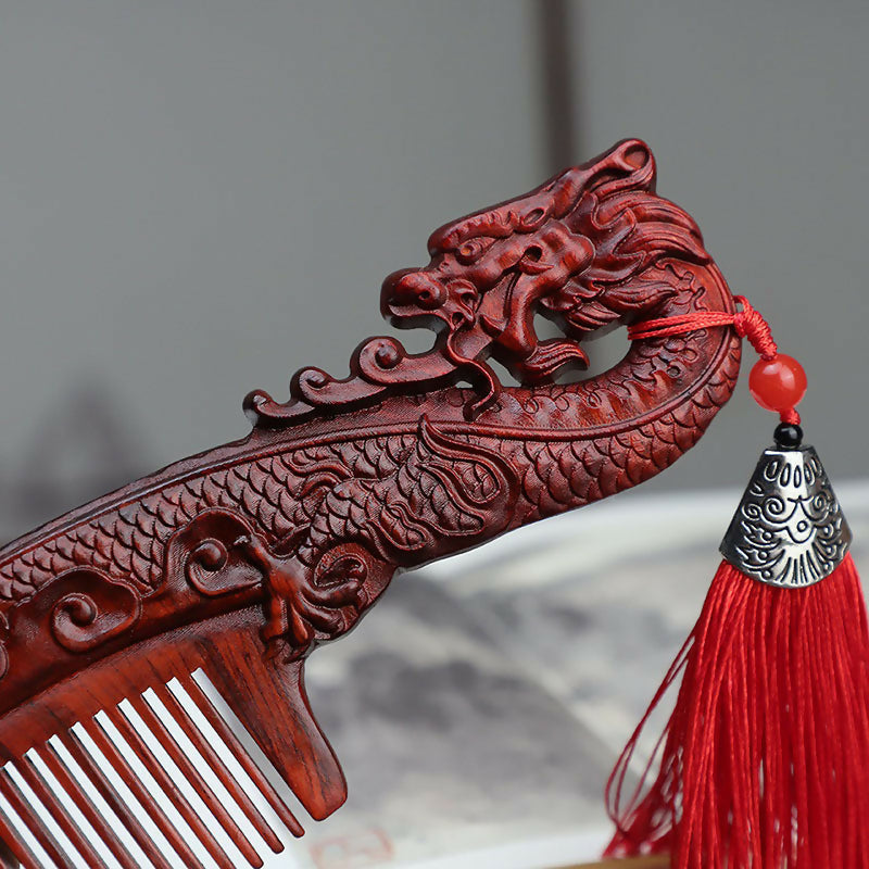 Rhino horn and rosewood carved wooden comb, vintage-style massage and hair comb, wedding gift- on Lucasgift