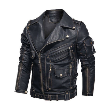 Men's Handmade Cobra Biker Leather Jacket – Premium Genuine Motorcycle Leather Jacket