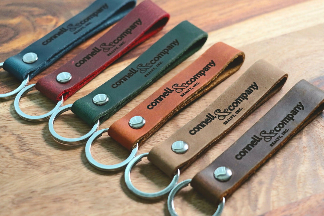 Business Logo Keychain, Custom Leather Keychain- on Lucasgift