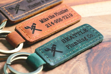 PLUMBER Personalized Keychain, Plumber Keyring, Plumbing Key tag, Name Tag, Cute Leather Keychain, Plumber Keychain- on Lucasgift