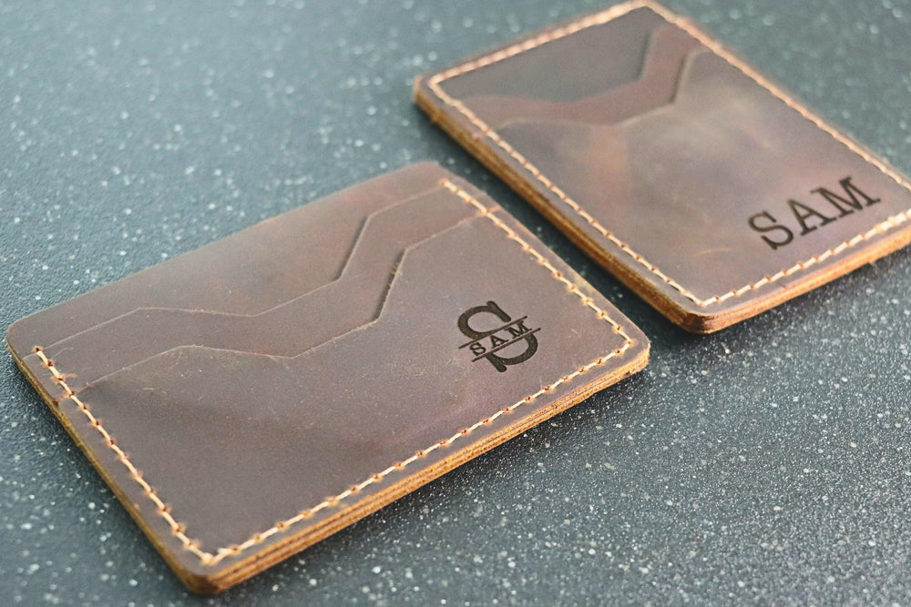 Minimalist Wallet Personalized Card Holder Ultra Slim Wallet Men's Wallet Women's Wallet, Brown- on Lucasgift