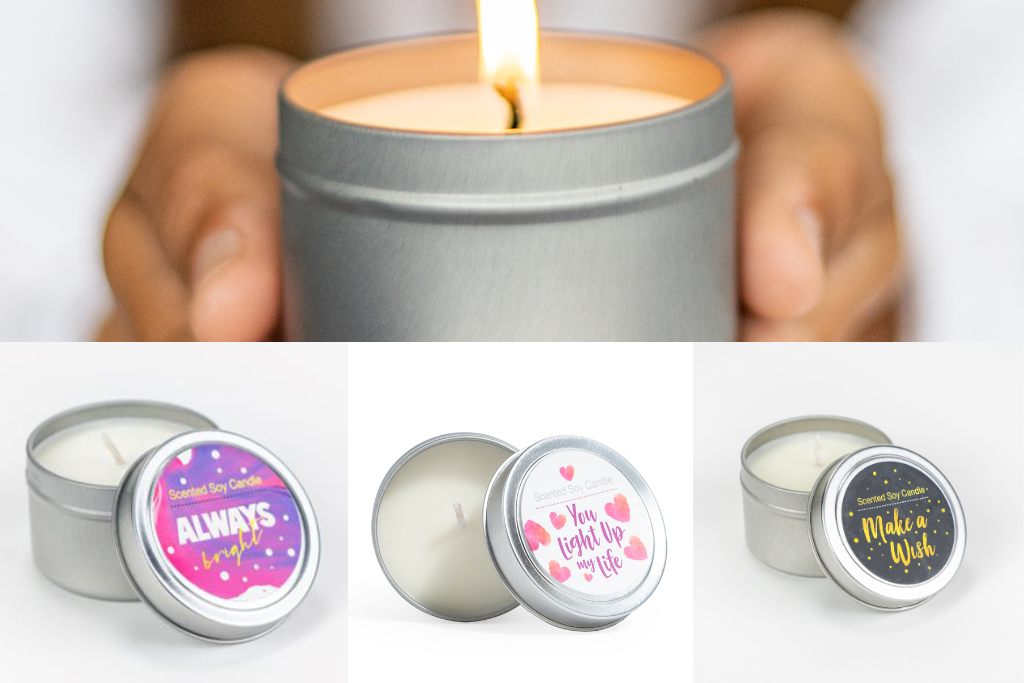 Trio of Tin Soy Candle - Scented with Bergamot and Lavender Essential oils- on Lucasgift