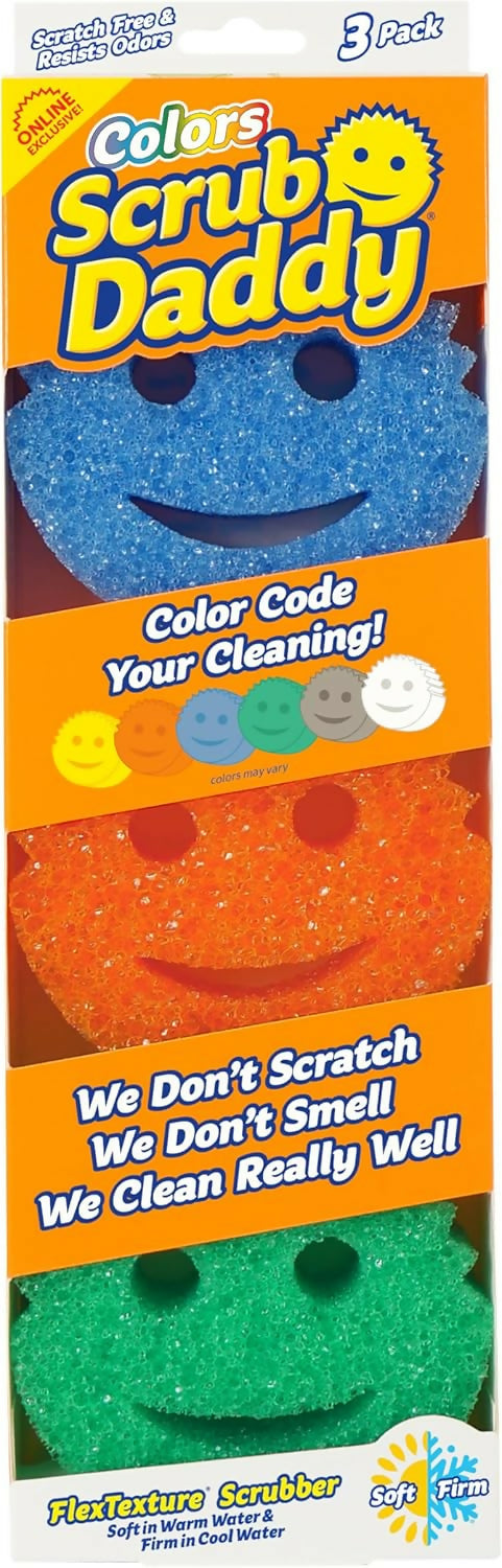 Scrub Daddy Colors Kitchen Dishwashing Sponges, 3 counts per pack
