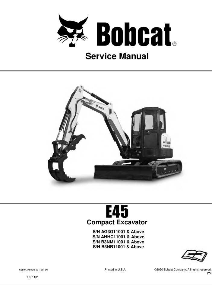 BOBCAT E45 EXCAVATOR SERVICE REPAIR SHOP MANUAL- on Lucasgift