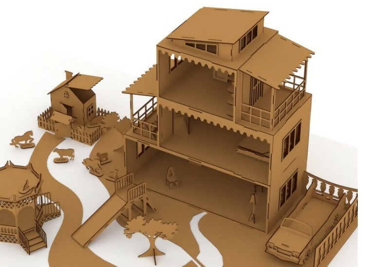 Dollhouse vector model for laser cut on plywood or plastic- on Lucasgift