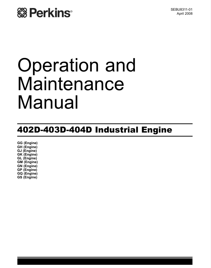 Perkins 402D-403D-404D Industrial Engine operating and maintenance manual- on Lucasgift