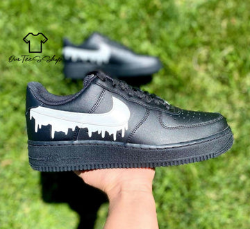 Custom White Drip AF1 Sneakers, Hand Painted Personalized Shoes