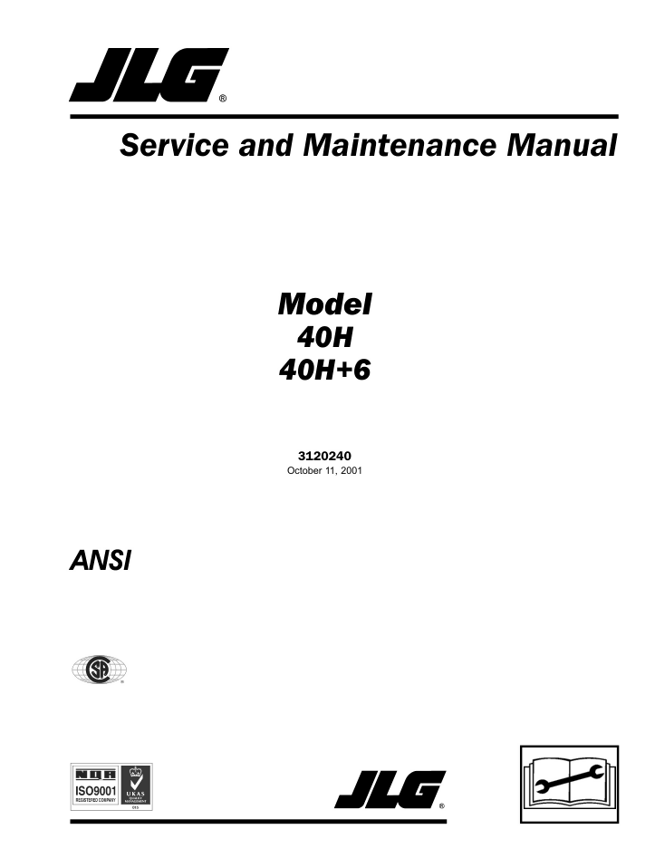 JLG 40H 40H+6 Boom Lifts Service Repair and MAINTENANCE Manual- on Lucasgift