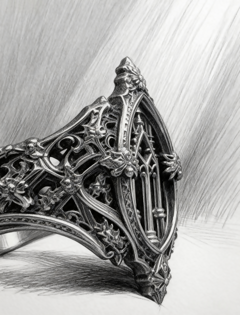 Eternal Choir Ring, Gothic Sterling Silver Cologne Cathedral, Hand-Carved Spire, Gargoyle Motifs, Altar Column Tracery, Dark Romantic Ring- on Lucasgift