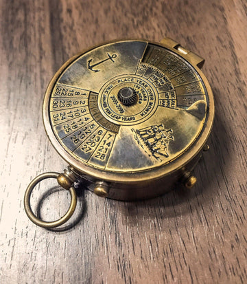 Personalized Antique Vintage Nautical Compass / 100 Years Calendar / Custom Engraving / With Leather Case Gift- on Lucasgift