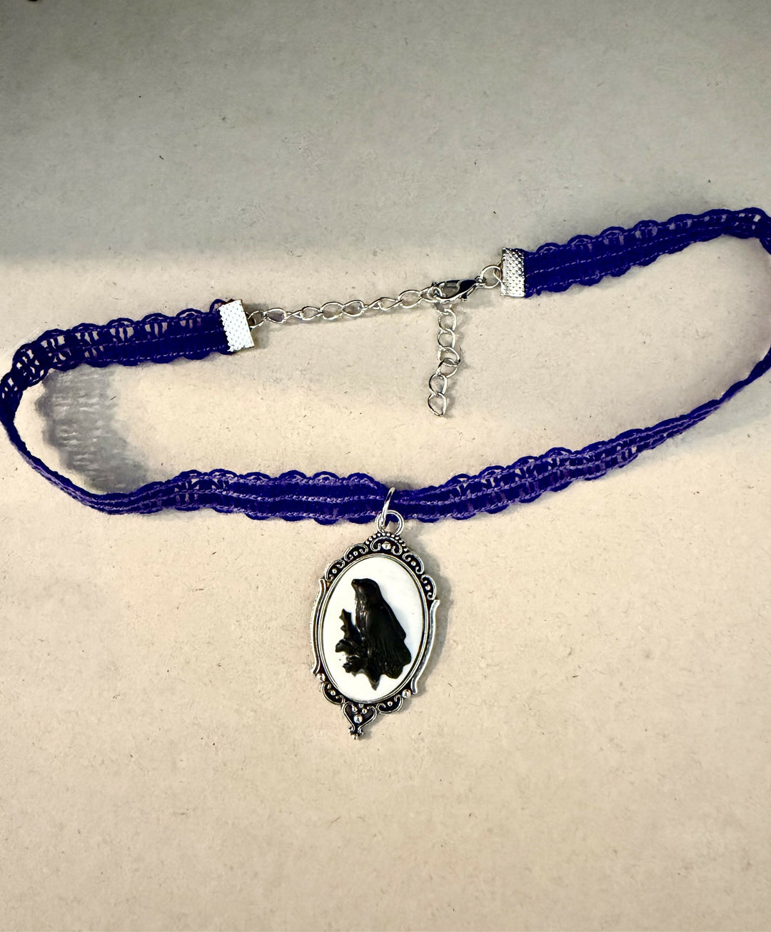 Purple Lace Raven Choker Necklace- on Lucasgift