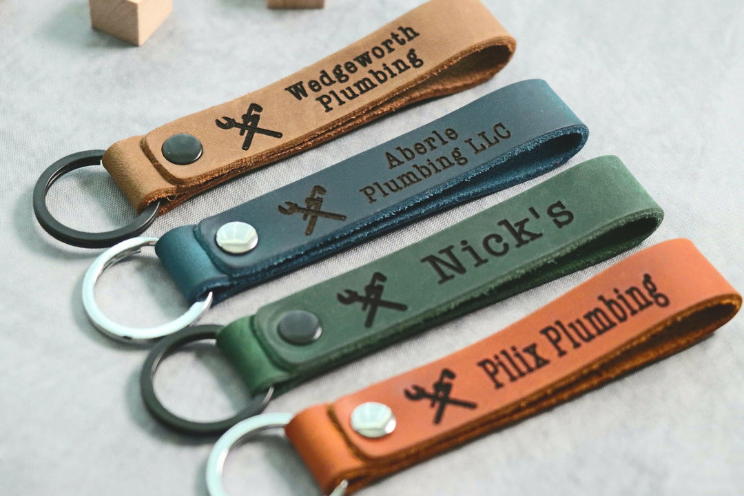 SLIM Business Logo Keychain, Custom Leather Keychain- on Lucasgift
