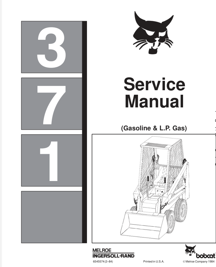 BOBCAT 371 SKID STEER LOADER SERVICE REPAIR SHOP MANUAL- on Lucasgift