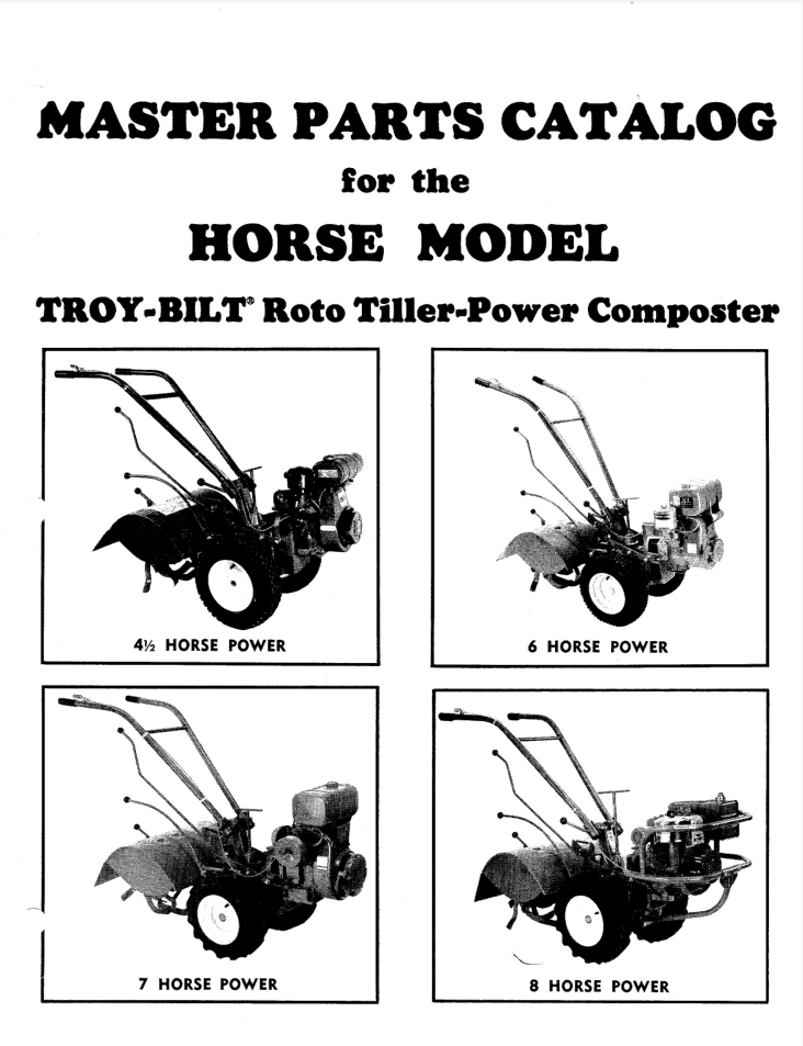 master parts horse model Troy-Bilt Horse Roto Tiller-Power Composter 1988- on Lucasgift