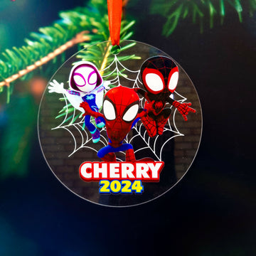 Personalized Spidey and His Amazing Friends, Custom Name Spidey Christmas Ornament- on Lucasgift
