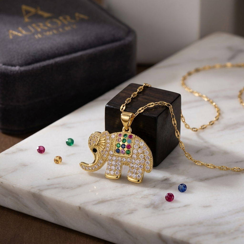 Elephant Necklace, Gold elephant necklace pendant, Lucky Elephant Jewelry, elephant gifts, Gift for her- on Lucasgift