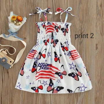 Girl Patriotic July 4th Dress-Print 2-18-24M on Lucasgift