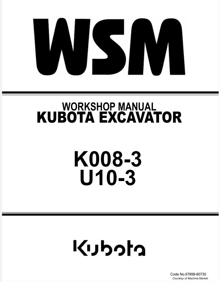 KUBOTA K008 K008-3 U10 U10-3 SERVICE REPAIR WORKSHOP MANUAL- on Lucasgift