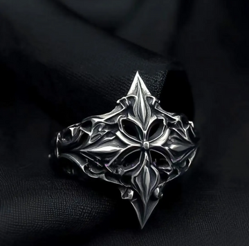 Handmade Gothic Silver Ring, Intricate Fleur & Filigree, Oxidized 925 Sterling Silver, Collector Micro-Sculpture Heirloom Statement Ring- on Lucasgift