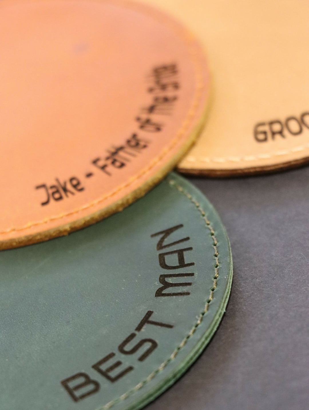 Pack of 8 LEATHER WEDDING COASTERS for Guests, Bridesmaid and Groomsman- on Lucasgift