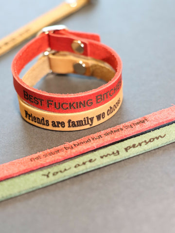 Friendship Bracelet for Women- Engrave Leather - Best friend Gift Jewelry, Gift for friend, Bestie, BFF, Geschenk Freundin, Birthday Gift for Her- on Lucasgift