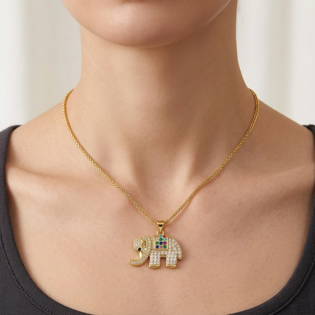 Elephant Necklace, Gold elephant necklace pendant, Lucky Elephant Jewelry, elephant gifts, Gift for her- on Lucasgift