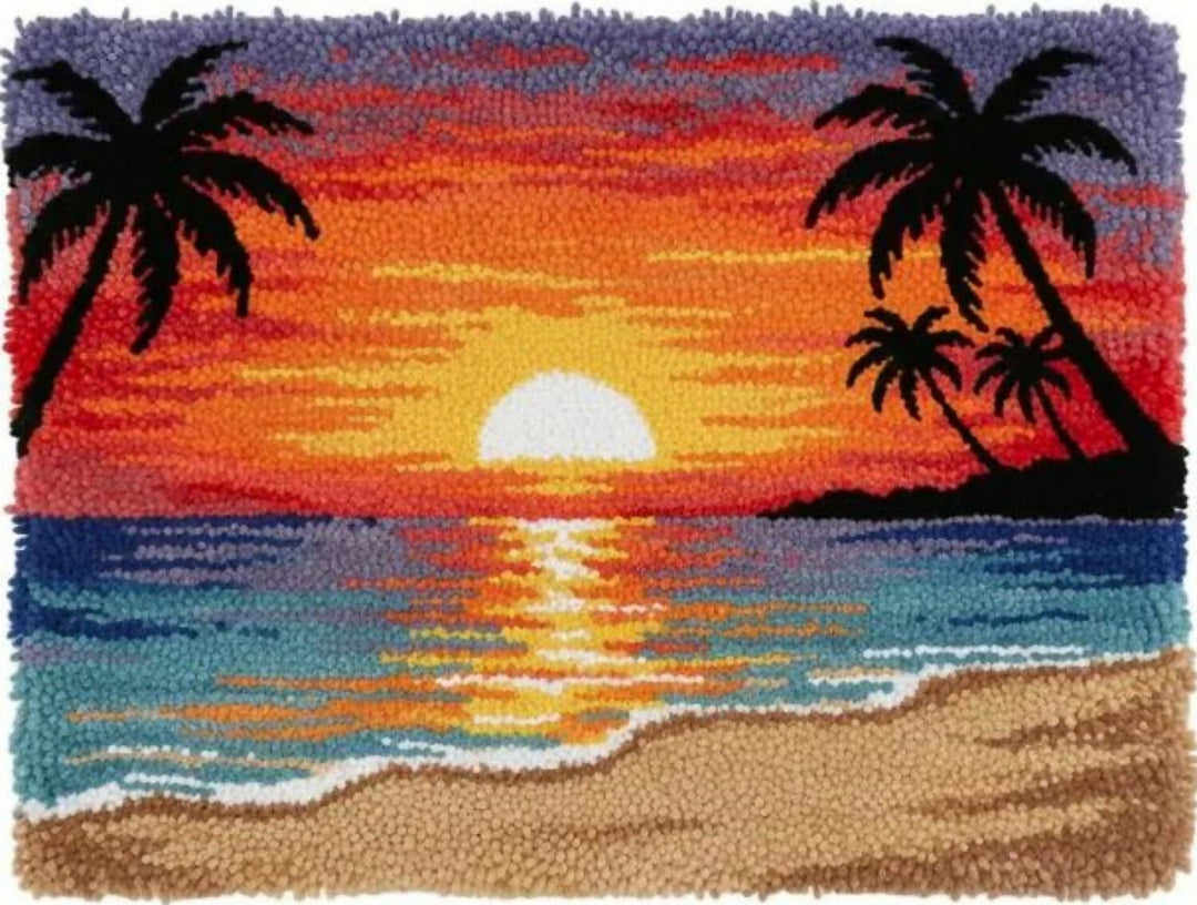 Rug Making Latch Hooking Kit | Tropical Sunset-60x40cm-Blank Canvas on Lucasgift