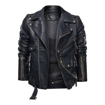 Men's Handmade Cobra Biker Leather Jacket – Premium Genuine Motorcycle Leather Jacket