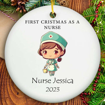 Personalized Nurse Ornament - Ceramic-One Side Printing- on Lucasgift