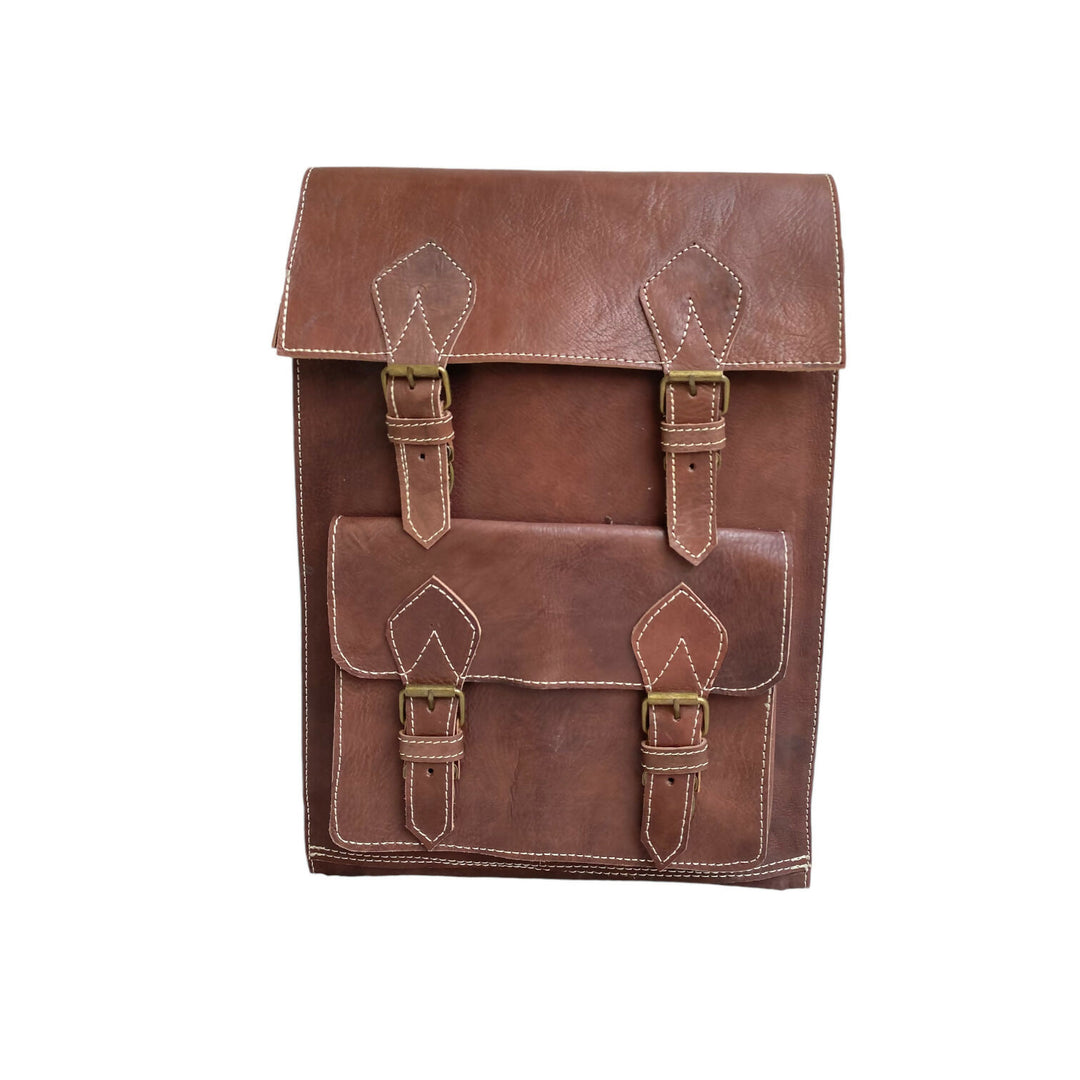 Vintage Moroccan Handcrafted Genuine Leather Backpack - Fez Artisan Premium- on Lucasgift